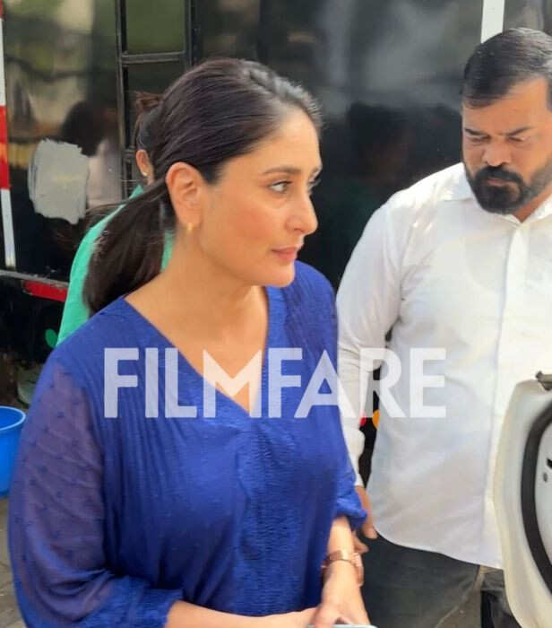 Kareena Kapoor Khan was snapped in the city today as she stepped out of her vanity van, keeping her look easy and understated