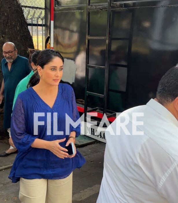 Kareena Kapoor Khan was snapped in the city today as she stepped out of her vanity van, keeping her look easy and understated