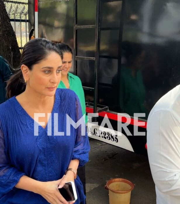 Kareena Kapoor Khan was snapped in the city today as she stepped out of her vanity van, keeping her look easy and understated