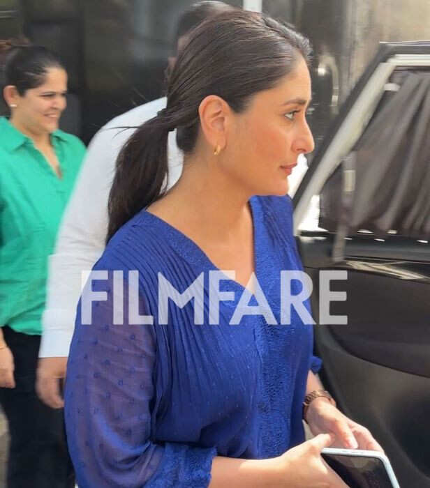 Kareena Kapoor Khan was snapped in the city today as she stepped out of her vanity van, keeping her look easy and understated